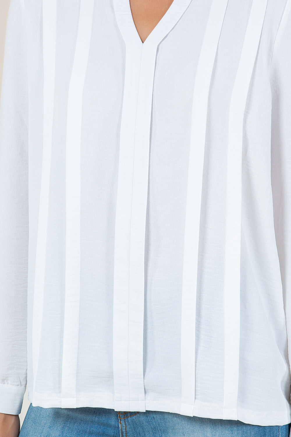 LS BOX PLEATSTAND COLLAR TOP - T11601-WHITE