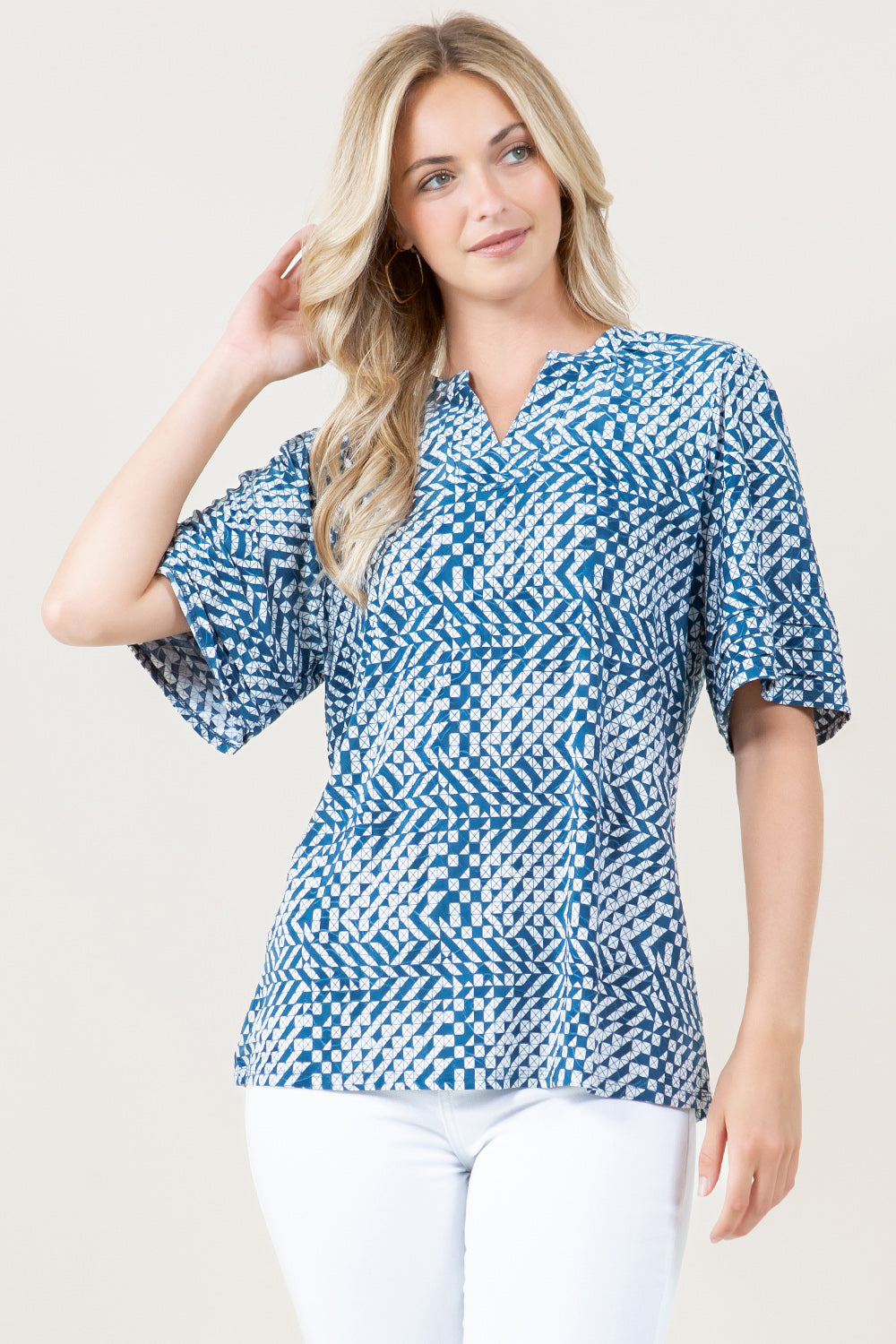 ELBOW SLV PLEATED FRONT POPOVER - T11602-A55551