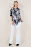 ELB SLV PLEATED ASSYMETRICAL HEM TOP - T11605