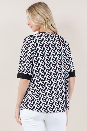 ELB SLV PLEATED ASSYMETRICAL HEM TOP - T11605