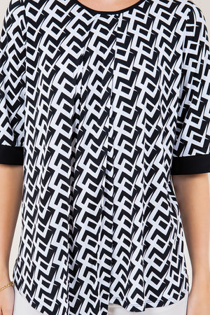 ELB SLV PLEATED ASSYMETRICAL HEM TOP - T11605