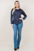 LS ASYMMETRICAL LACE PANEL PULLOVER  - T11611-2THACCI-NVY