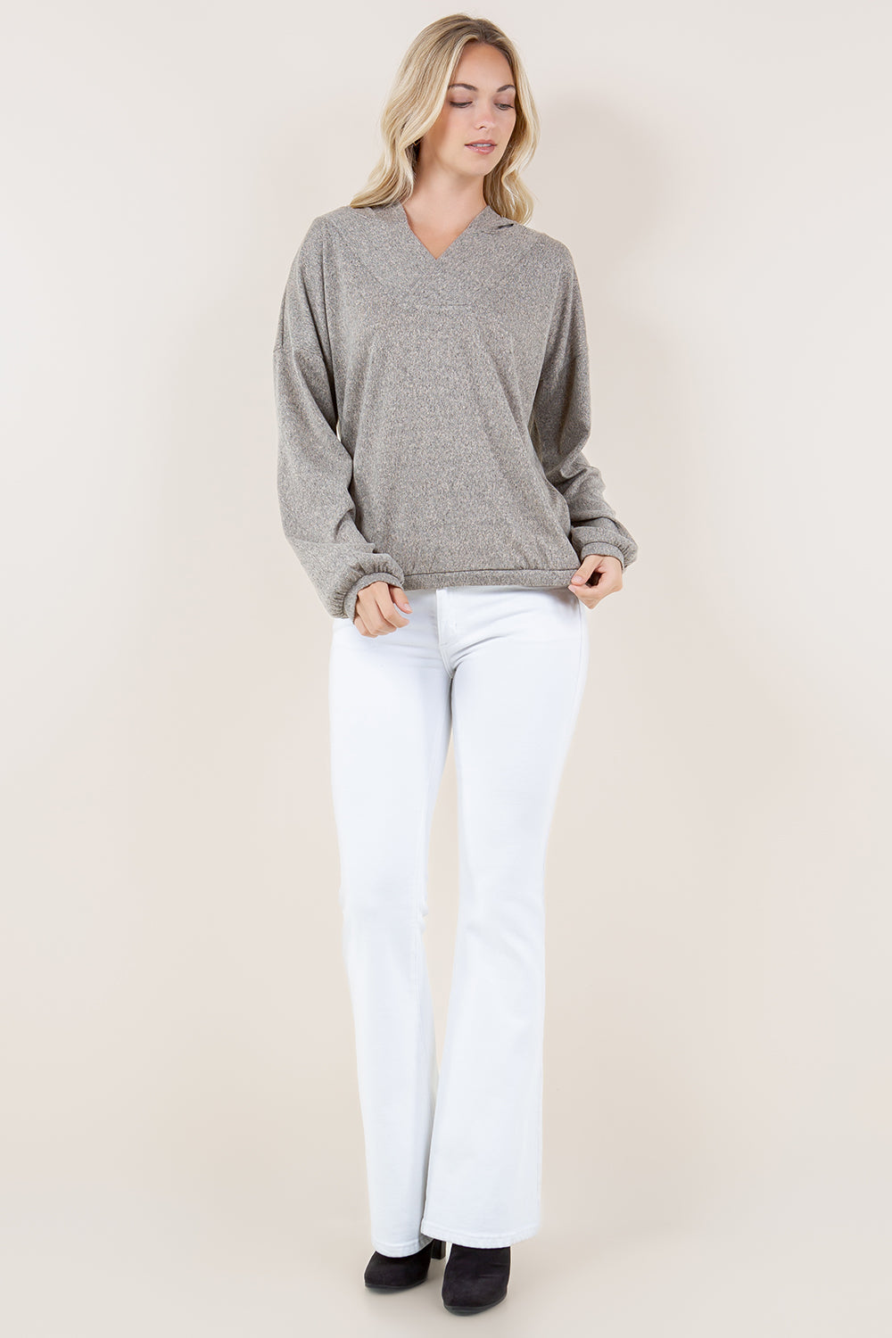 LS WIDE PLACKET HOODIE PULL OVER	- T11618-2THACCI-OAT