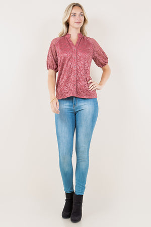 ELB RAGLAN SLV RUFFLE COLLAR SHIRT - T11631-MALIBU-MAUVE