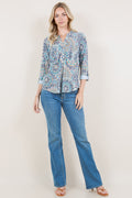 3/4 SLEEVE BUTTON DOWN FOLD POCKET SHIRT - T11637-07242-JQITY