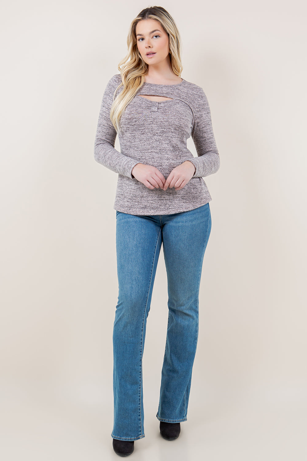 LS CUT OUT BOW FITTED TOP - T11642-2THACCI-PINKSAND