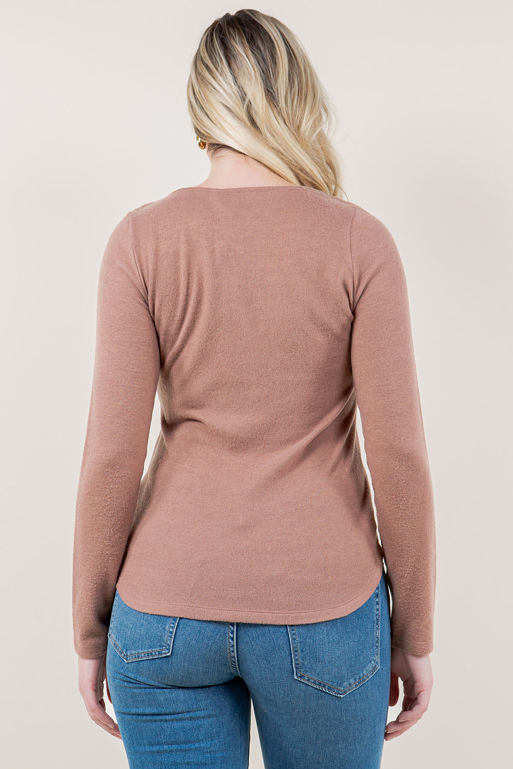 LS ASYMMETRICAL CUT OUT BOW FITTED TOP - T11643-CASH HACCI-TAUPE