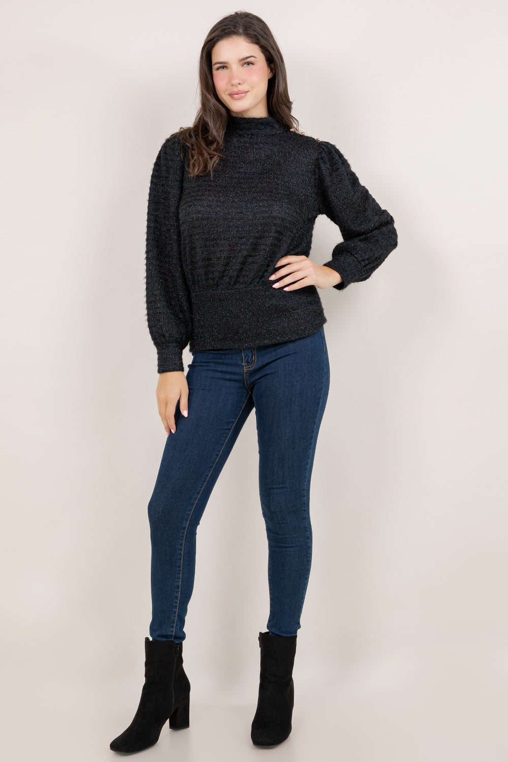L/SLV MOCK NECK TOP T11647-2-0716