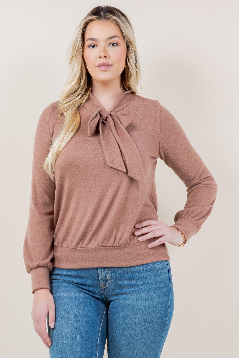 LS WIDE BAND BOW TIE PULL OVER - T11660-CSH-HACCI-TAUPE