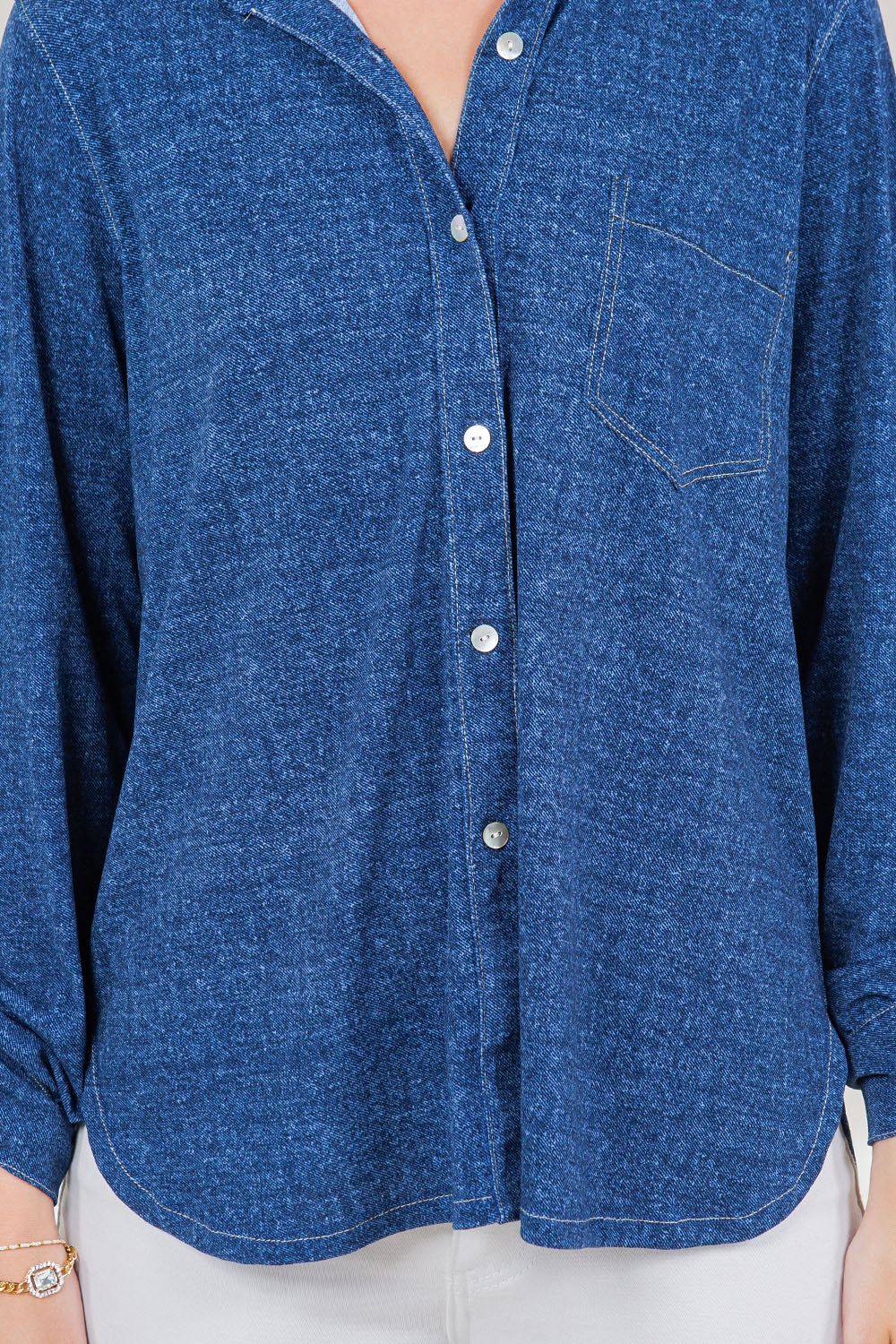 LS ROLLED UP BUTTON DOWN SHIRT TOP - T11679-92795
