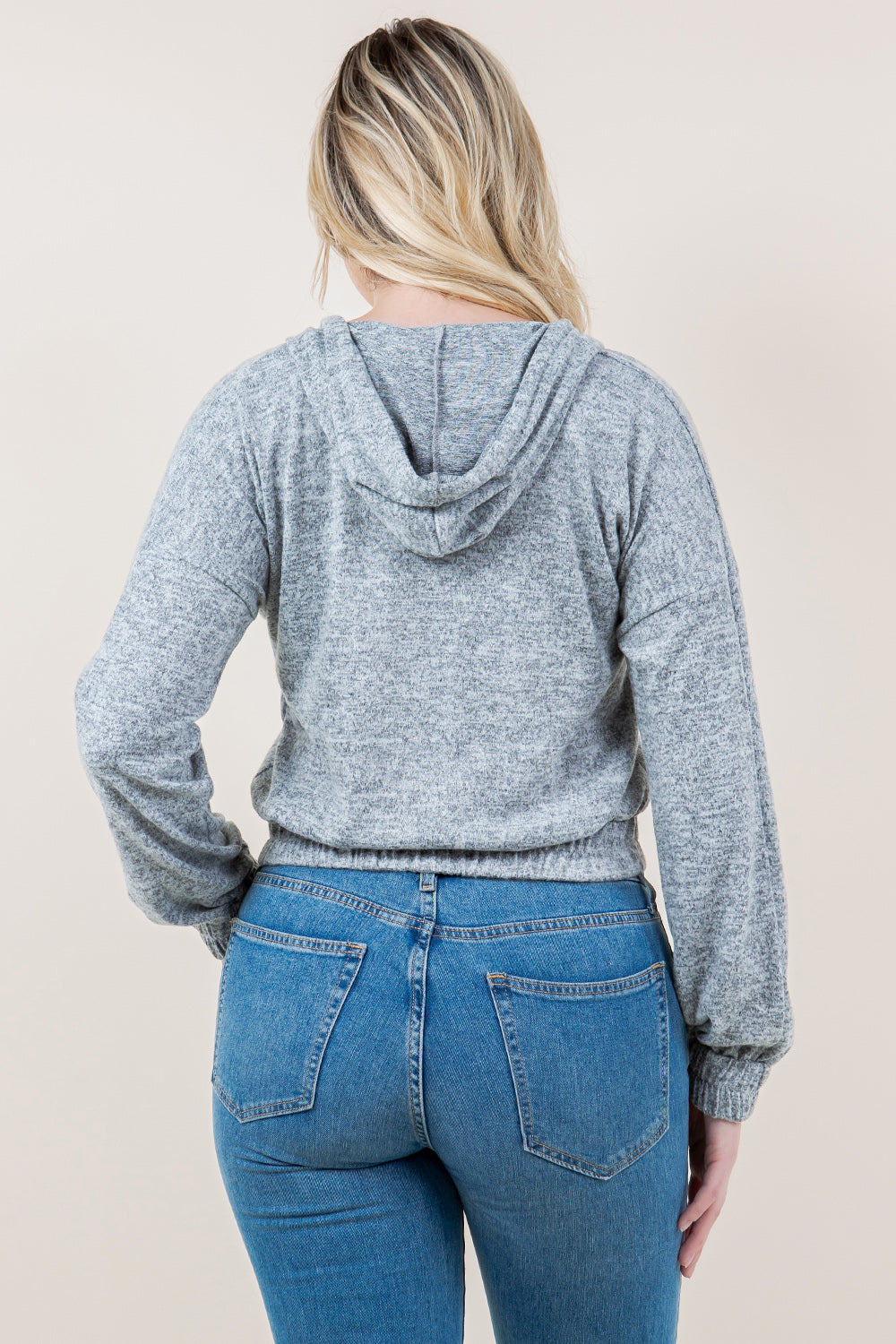 LS WIDE PLACKET CROPPED HOODIE - T11680-2THACCI-OAT