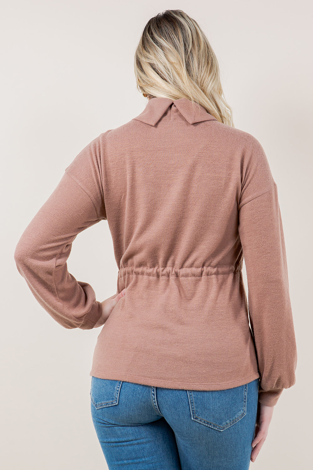 LS TURTLE NECK WST TIE CASING PULLOVER - T11684-CSH-HACCI-TAUPE