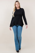 LS BUTTON DOWN COWL NK POINTED HEM TUNIC - T11685-CSH-HACCI-BLK