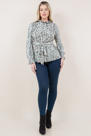 LG SLV PLEATED MOCK NK TIE WST TOP - T11686-A1628-6