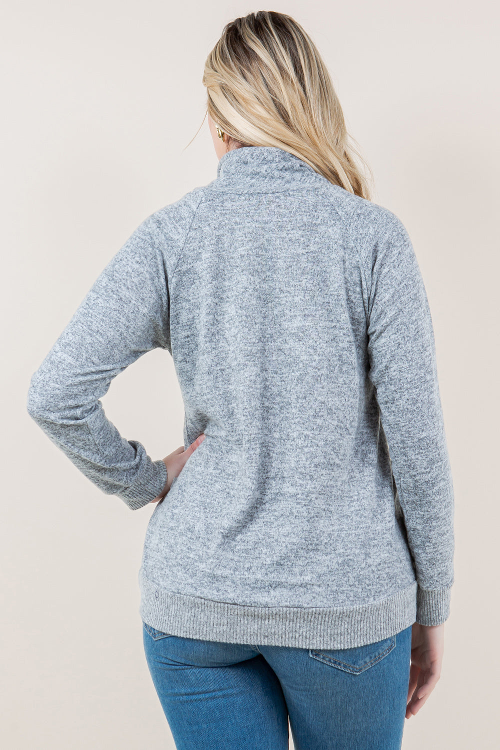 RAGLAN LS COWL NK PCKT PULLOVER TOP - T11692-BRSHHACCI