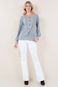 LS SQ NK BTTN FRT 2FER TOP - T11694-BRUSHHACCI
