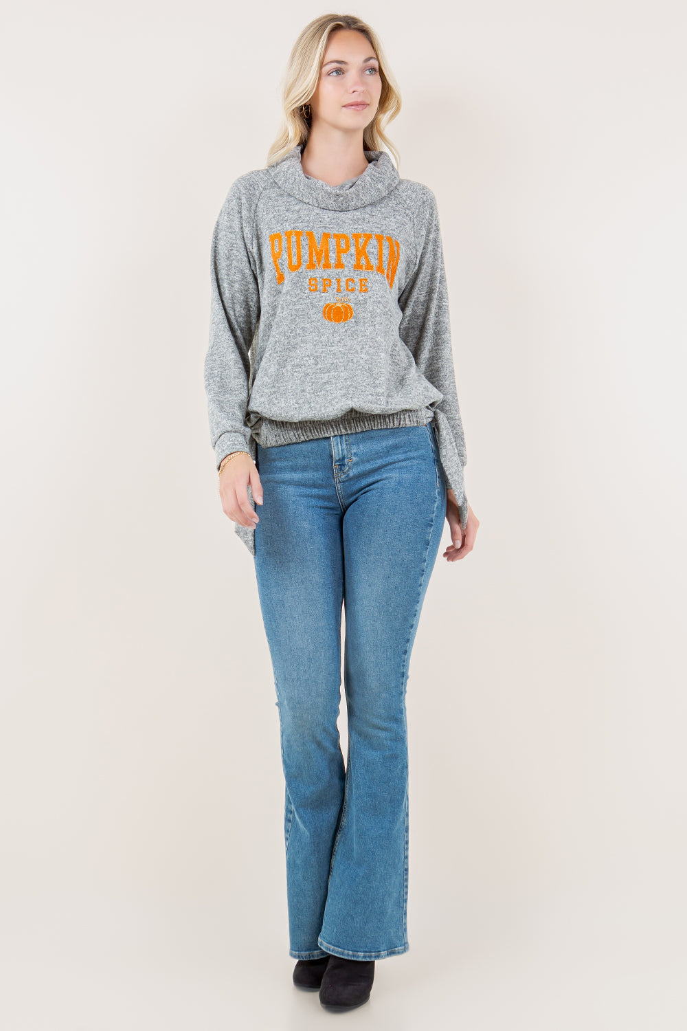 LS FUNNEL NK SIDE TIE PULLOVER TOP - T11695-BRUSHHACCI
