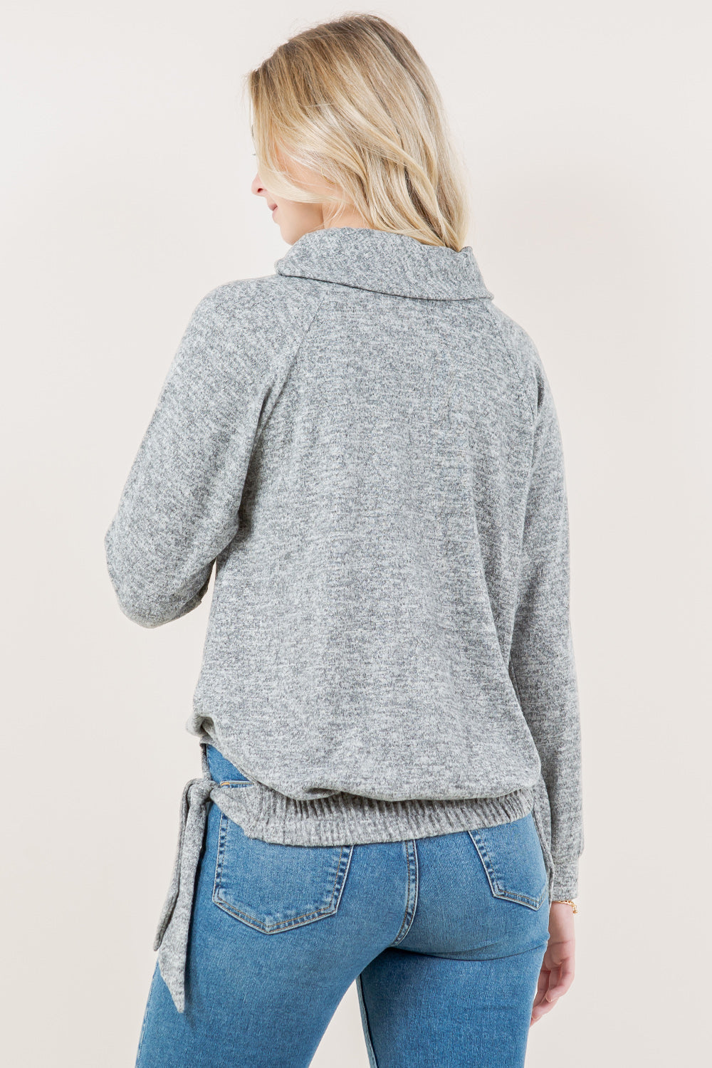 LS FUNNEL NK SIDE TIE PULLOVER TOP - T11695-BRUSHHACCI