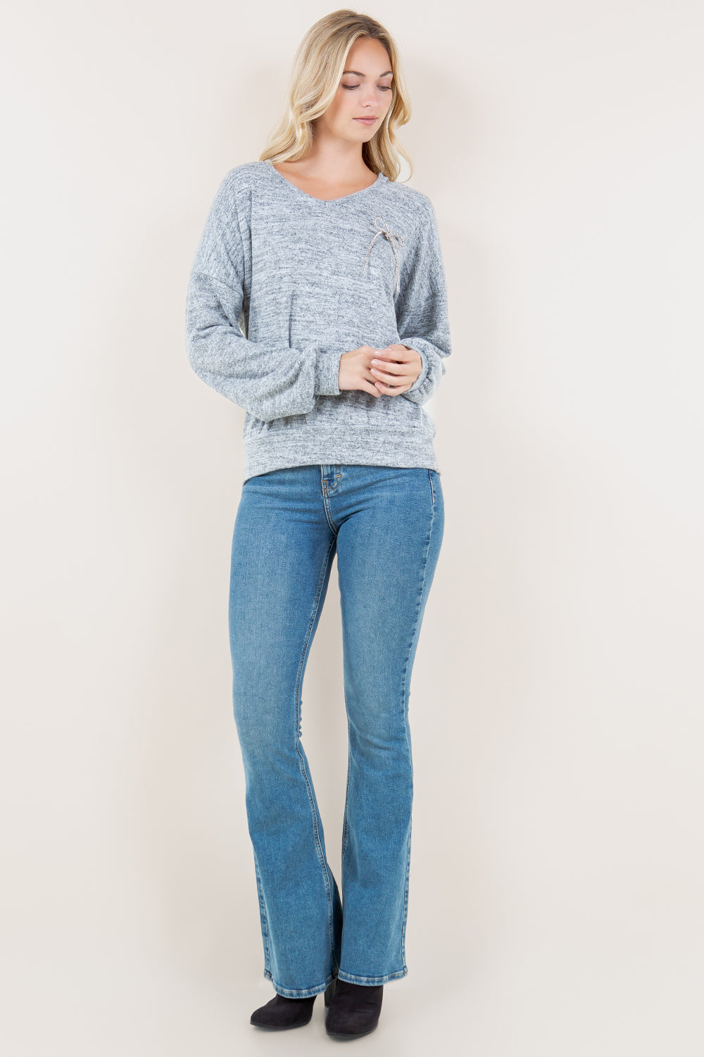 LS HOODED SWEATSHIRT TOP - T11699-HACCI7111