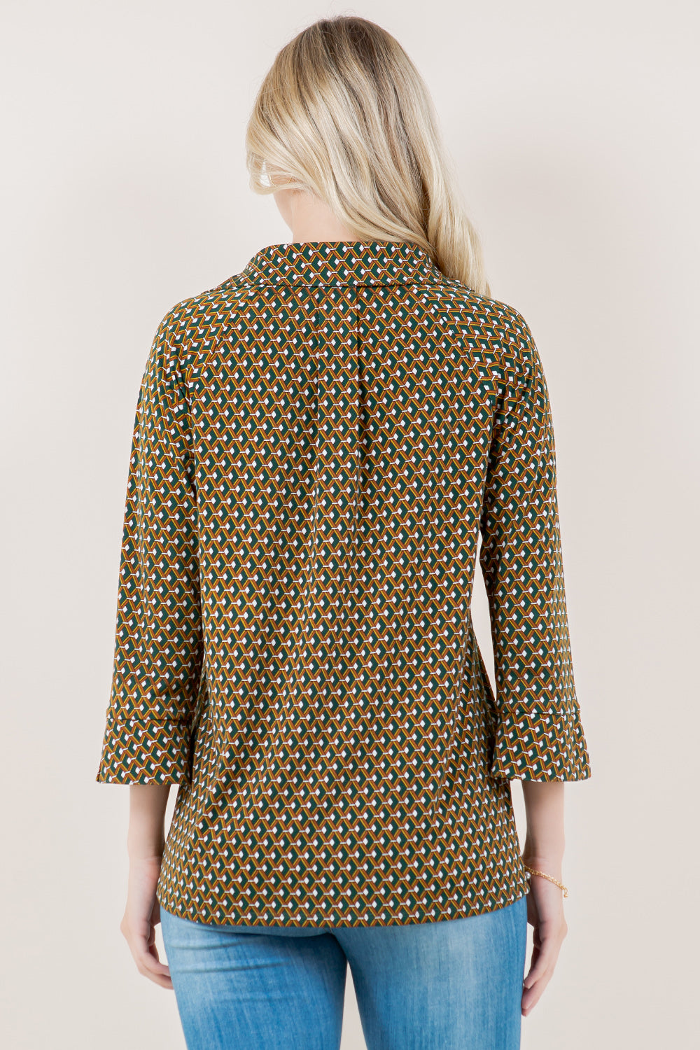 3/4 RAGLAN SLV COLLAR BUTTON FRT HI LO TOP - T11700-A4617