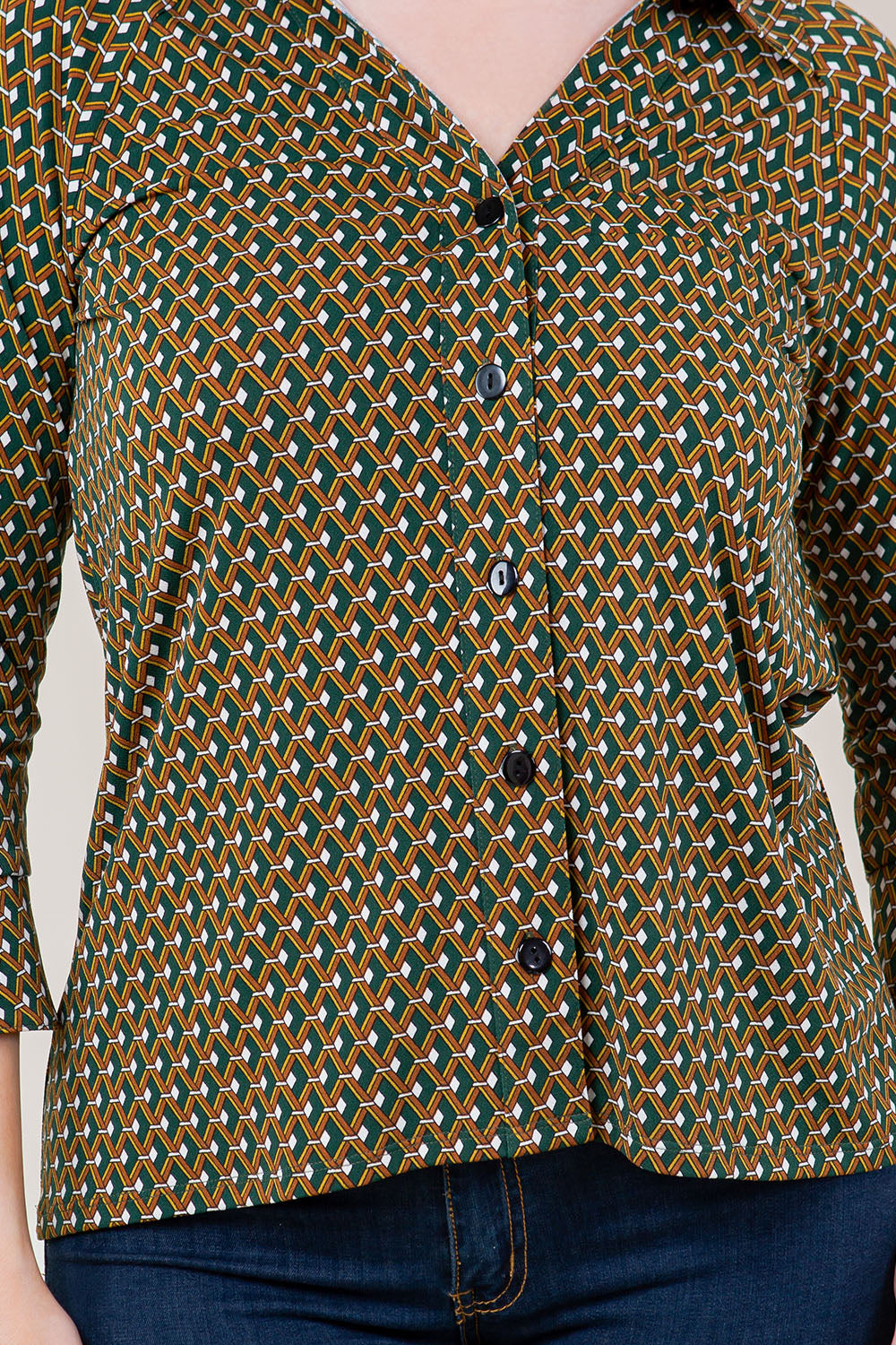 3/4 RAGLAN SLV COLLAR BUTTON FRT HI LO TOP - T11700-A4617