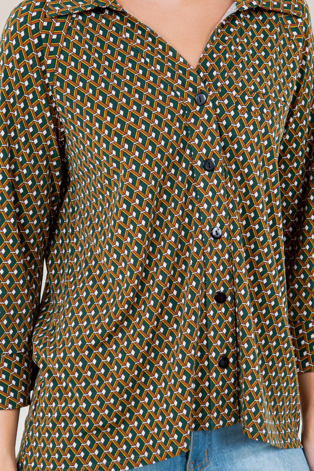 3/4 RAGLAN SLV COLLAR BUTTON FRT HI LO TOP - T11700-A4617