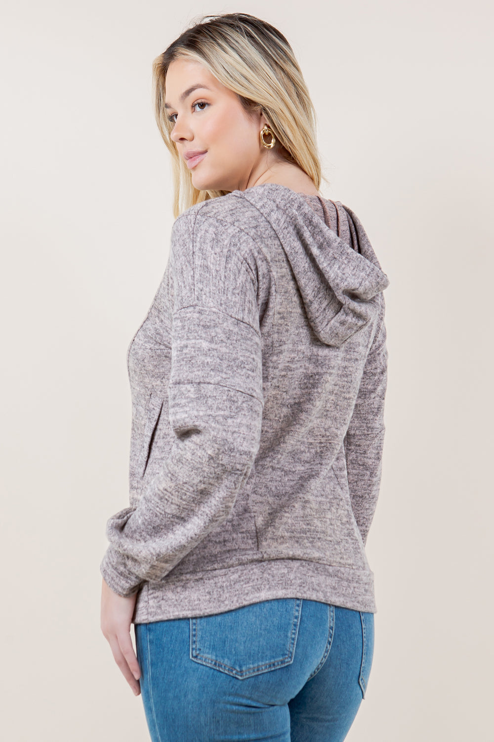 LS HOODED SIDE POCKET PULLOVER TOP - T11706-TOP-HACCI7111