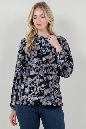 LS MANDARIN COLLAR BLOUSE TOP - T11719
