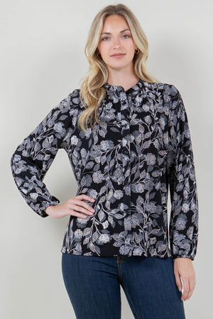 LS MANDARIN COLLAR BLOUSE TOP - T11719