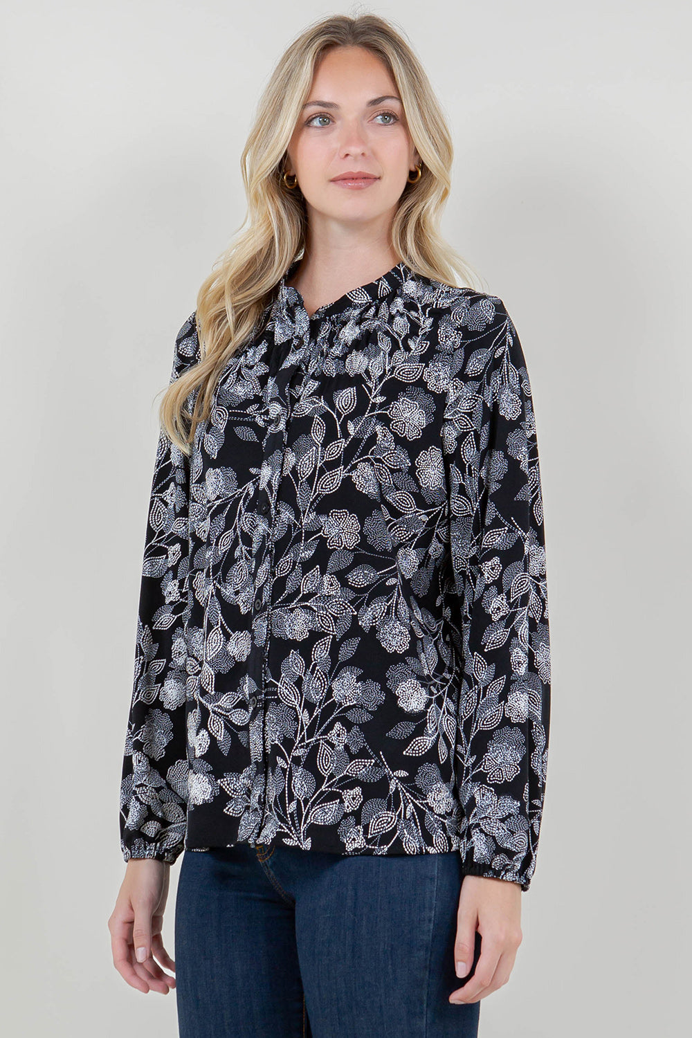 LS MANDARIN COLLAR BLOUSE TOP - T11719
