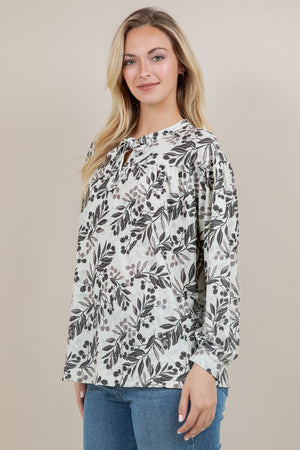 L/SLV TIE NECK PEASANT TOP T11723-2202044