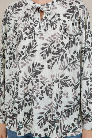 L/SLV TIE NECK PEASANT TOP T11723-2202044