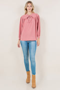 LS CIRCULAR CURVE YOKE RAGLAN NOTCH TOP - T11723-MAUVE