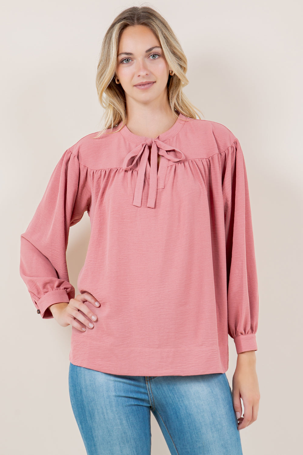 LS CIRCULAR CURVE YOKE RAGLAN NOTCH TOP - T11723-MAUVE