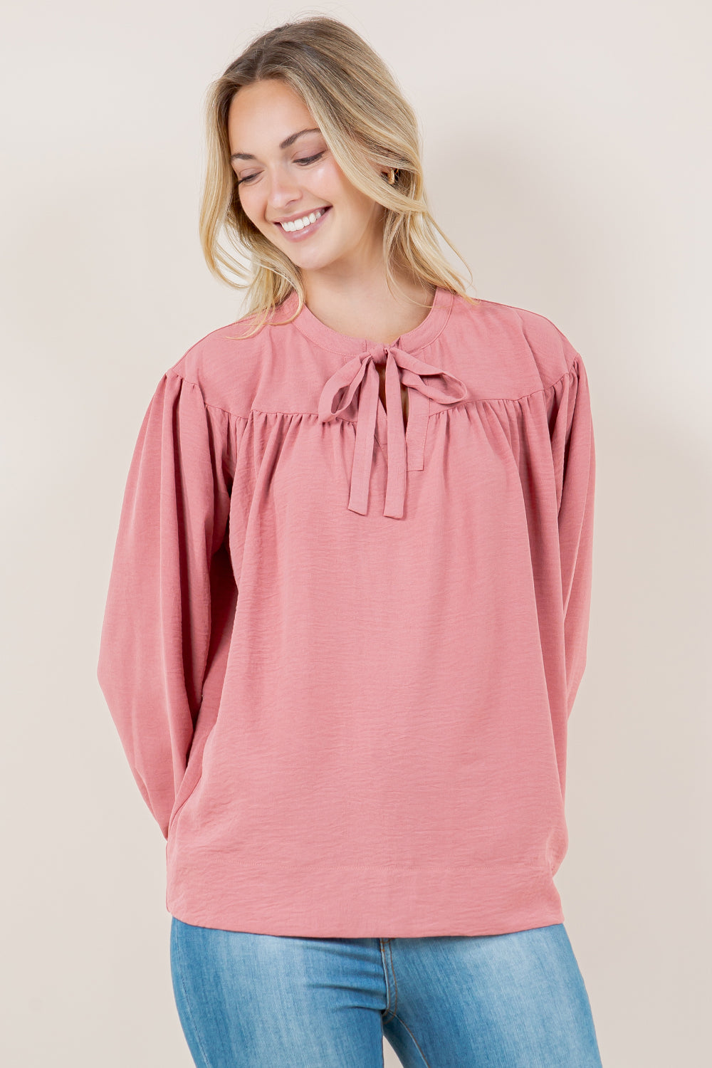 LS CIRCULAR CURVE YOKE RAGLAN NOTCH TOP - T11723-MAUVE