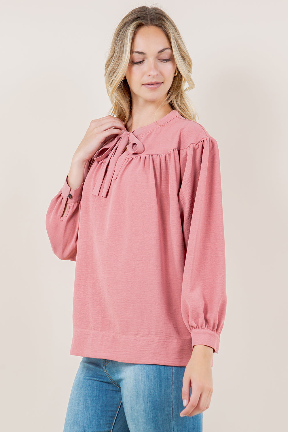LS CIRCULAR CURVE YOKE RAGLAN NOTCH TOP - T11723-MAUVE