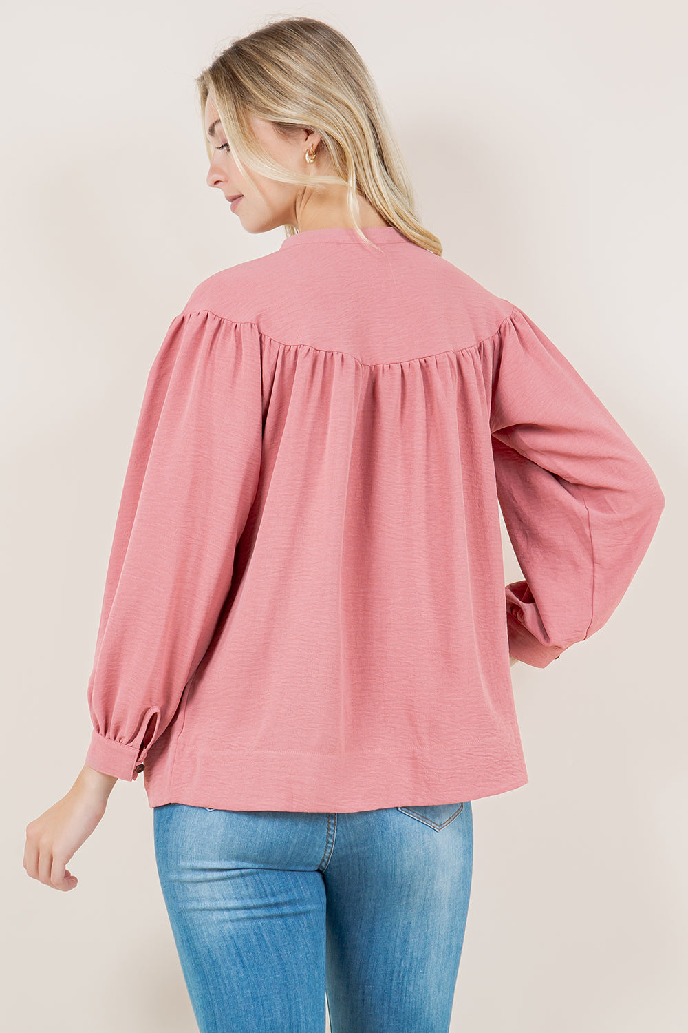 LS CIRCULAR CURVE YOKE RAGLAN NOTCH TOP - T11723-MAUVE