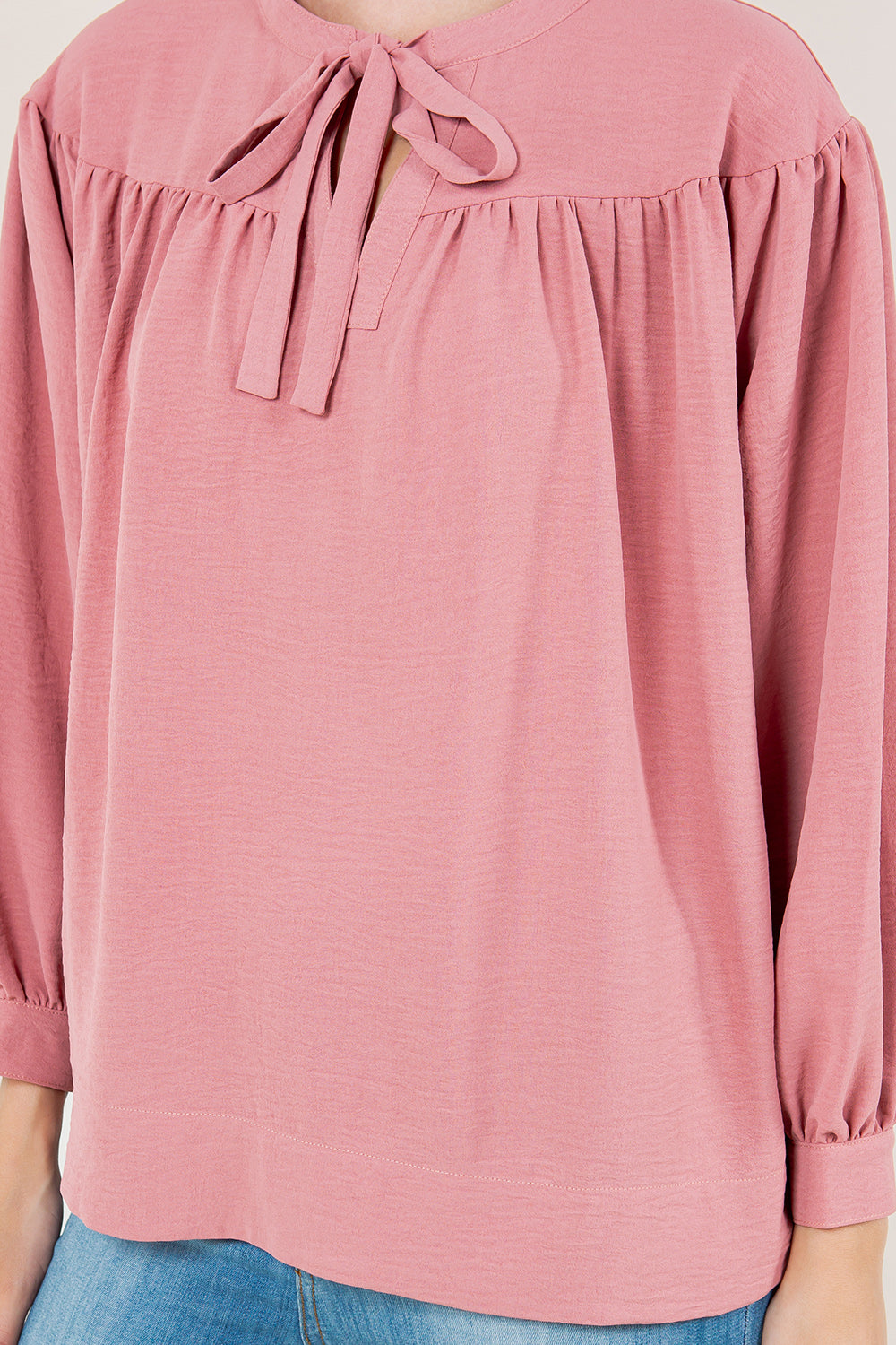 LS CIRCULAR CURVE YOKE RAGLAN NOTCH TOP - T11723-MAUVE