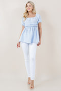 CAP PUFF SLEEVE PLEATED BABYDOLL DRESS TOP - T11734-1212