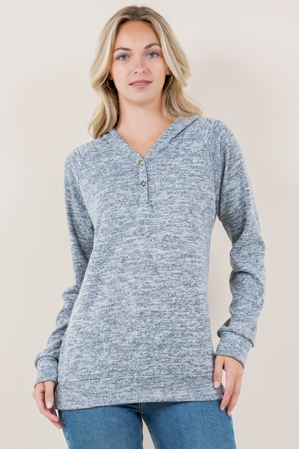 LS RAGLAN HENLEY PULLOVER HOODIE - T11749-2THACCI-HGREY