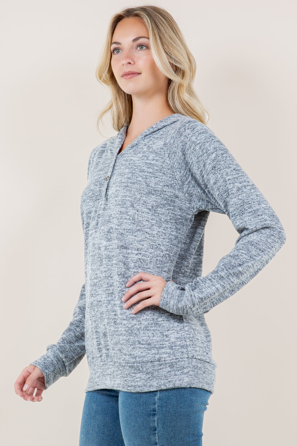 LS RAGLAN HENLEY PULLOVER HOODIE - T11749-2THACCI-HGREY