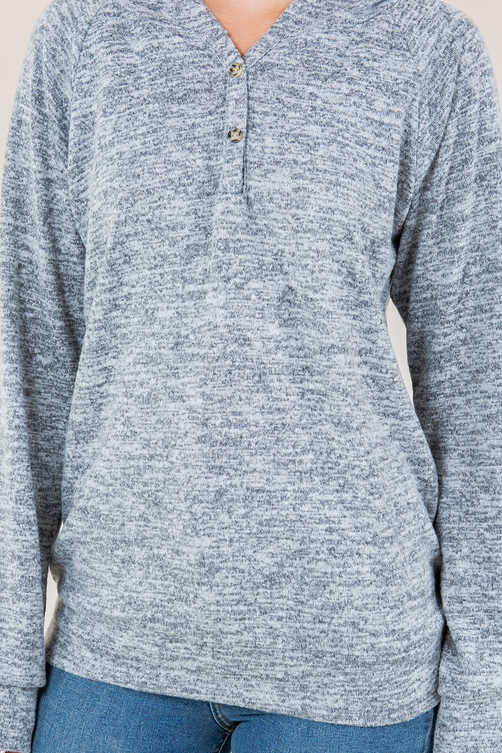 LS RAGLAN HENLEY PULLOVER HOODIE - T11749-2THACCI-HGREY