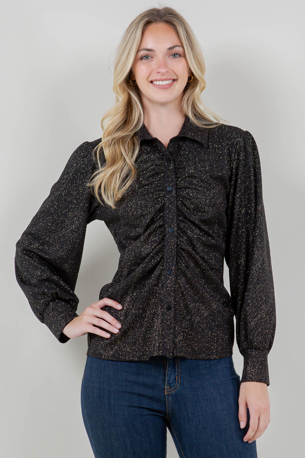 LS COLLAR BUTTON FRONT SHIRT - T11763-JN-5036