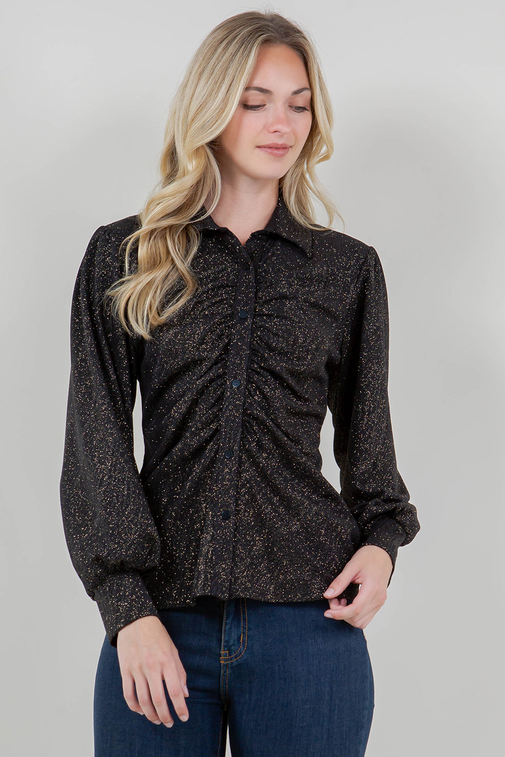 LS COLLAR BUTTON FRONT SHIRT - T11763-JN-5036