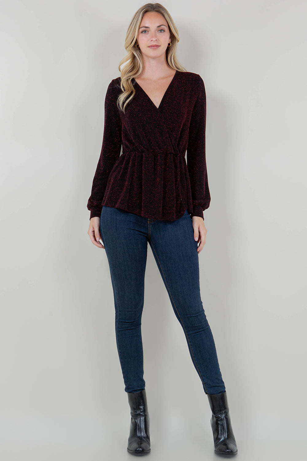 LS SURPLICE ASYM HEM SURPLICE TOP - T11766-1109