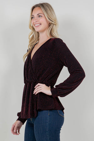 LS SURPLICE ASYM HEM SURPLICE TOP - T11766-1109