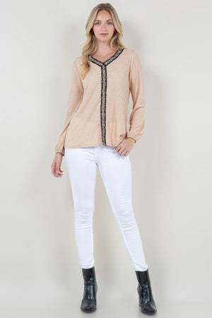 PUFF LS SEQUIN APPLIQUE SWING TOP - T11767-MG3062