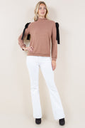 LS CUT OUT BOW MOCK NK PULL OVER - T11784-CSH-HACCI-TAUPE