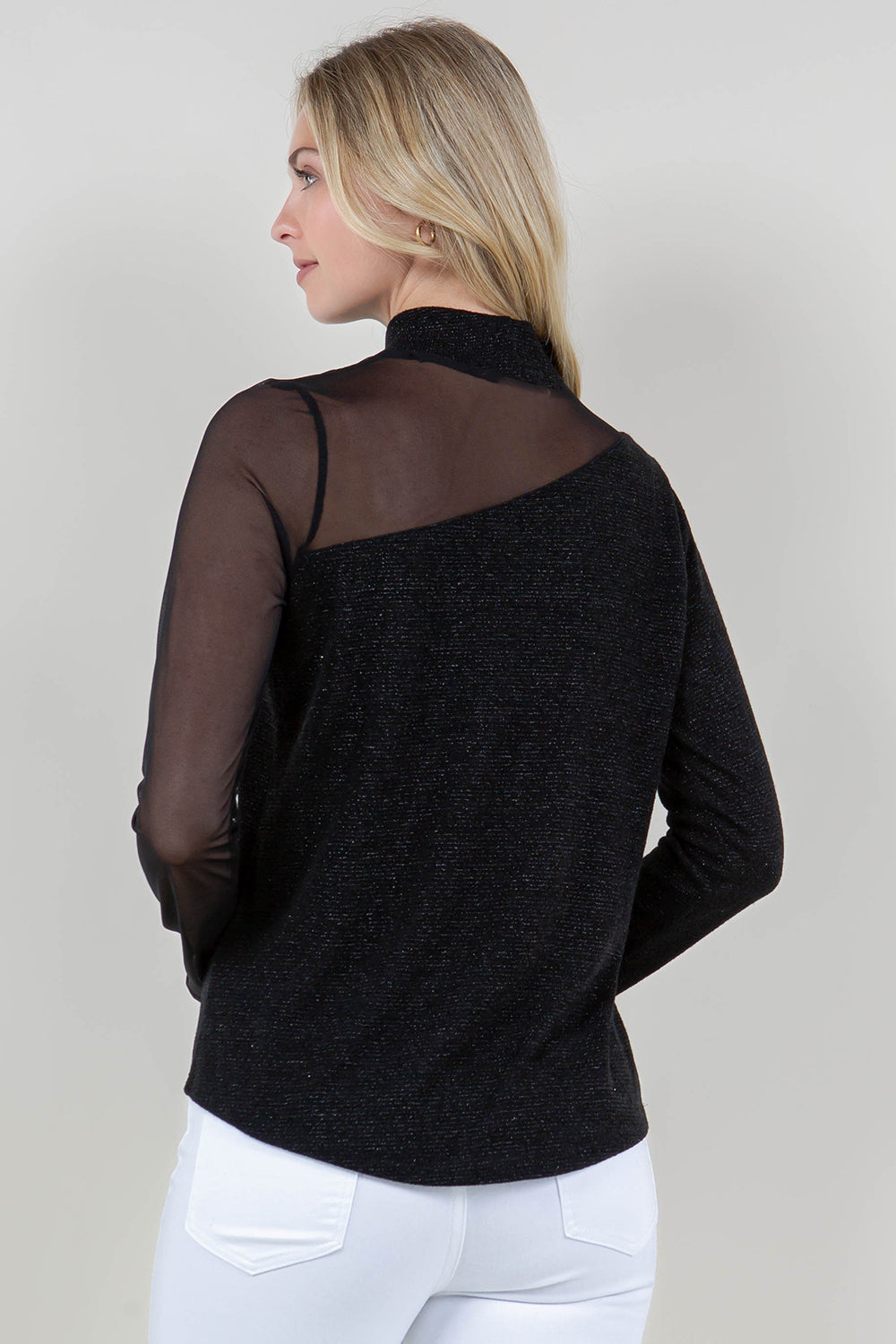 LS ASYM KEYHOLE MOCK NECK - T11794-GLTR-BLK