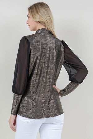 PUFF LS MOCK NECK TOP - T11795-6175
